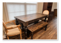 Custom built dining table in the Modern Farmhouse style built by Cattle Bend Woodworks.