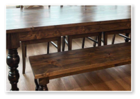 Custom built dining table in the Modern Farmhouse style built by Cattle Bend Woodworks.