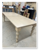 Custom built dining table in the Modern Farmhouse style built by Cattle Bend Woodworks.