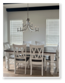 Custom built dining table in the Classic Farmhouse style built by Cattle Bend Woodworks.
