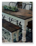 Custom built dining table in the Classic Farmhouse style built by Cattle Bend Woodworks.