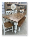 Custom built dining table in the Classic Farmhouse style built by Cattle Bend Woodworks.