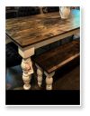 Custom built dining table in the Modern Farmhouse style built by Cattle Bend Woodworks.