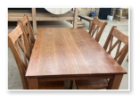 Custom built dining table in the Shaker Style built by Cattle Bend Woodworks.