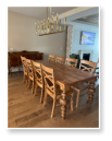 Custom built dining room table built by Cattle Bend Woodworks.